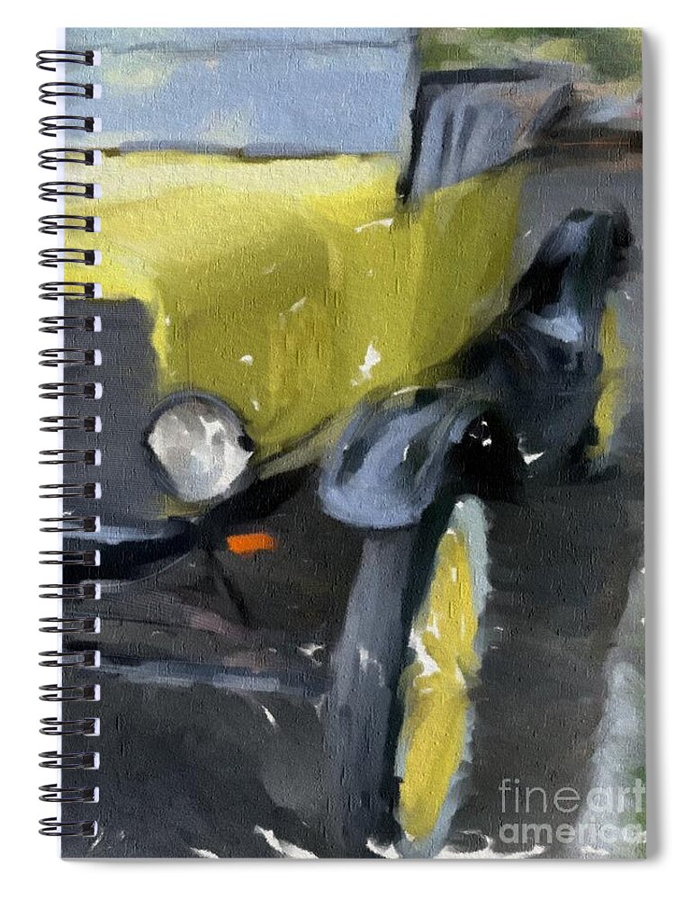 Yellow Spiral Notebook featuring the digital art Yesteryear by Kathryn Alexander MA