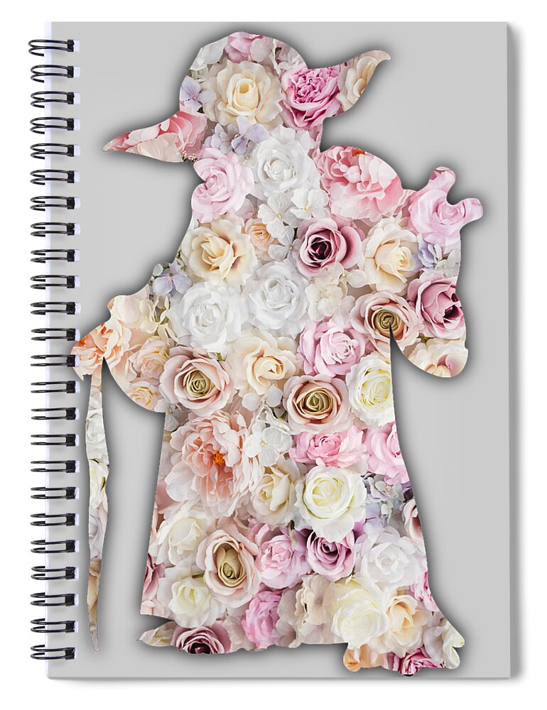 Yoda Spiral Notebook featuring the painting Yoda Flower Floral Star Wars T-Shirt by Tony Rubino