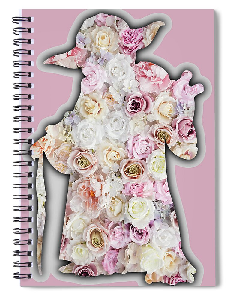 Yoda Spiral Notebook featuring the painting Yoda Flower Floral Star Wars by Tony Rubino