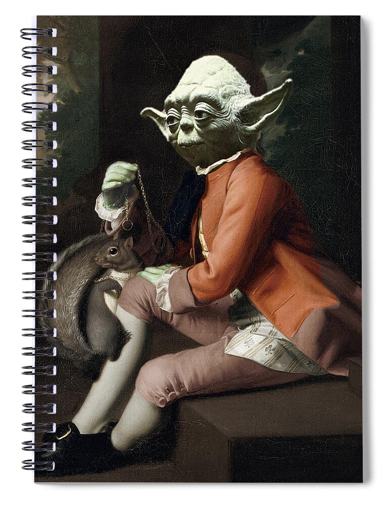 Yoda Spiral Notebook featuring the painting Yoda Star Wars Antique Vintage Painting by Tony Rubino
