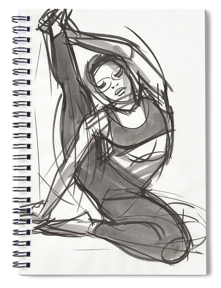 Yoga Spiral Notebook featuring the painting Yoga study Tasha 20-1 by Judith Kunzle