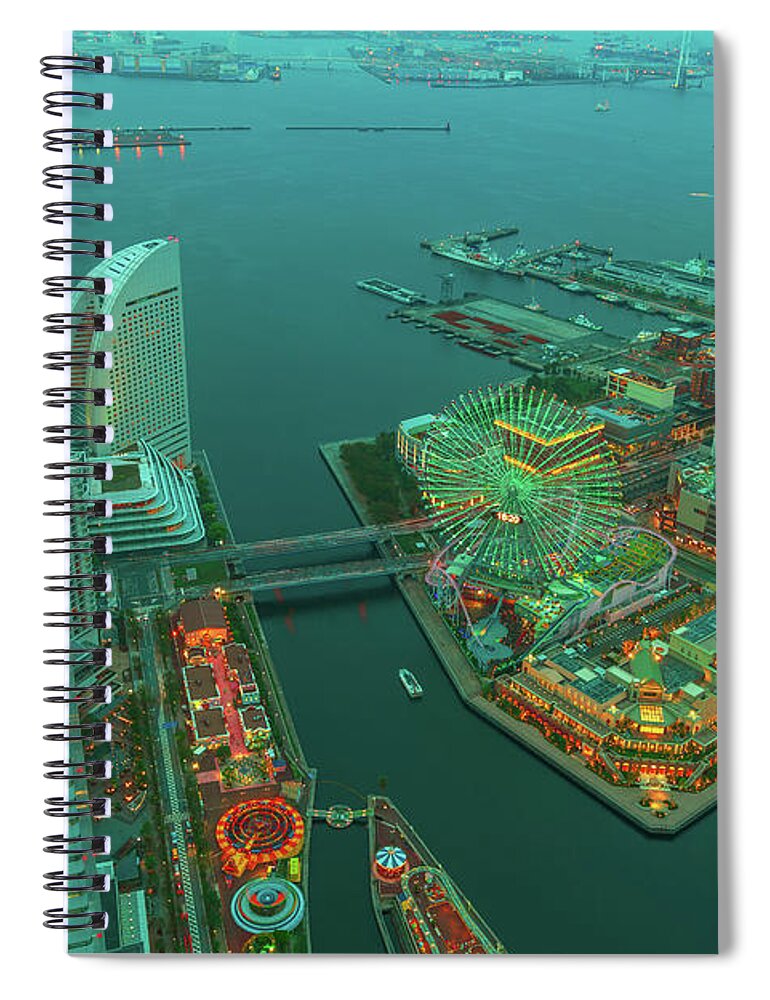 Japan Spiral Notebook featuring the photograph Yokohama Cityscape aerial by Benny Marty