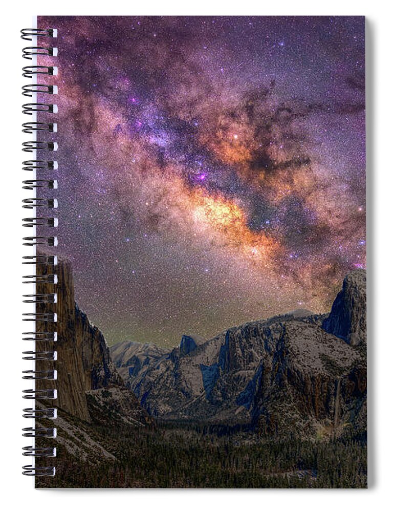 Yosemite Spiral Notebook featuring the photograph Yosemite Valley Milky Way by Kenneth Everett