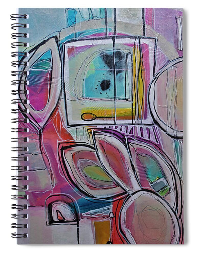 Circles Spiral Notebook featuring the painting You Are Here by Robin Valenzuela