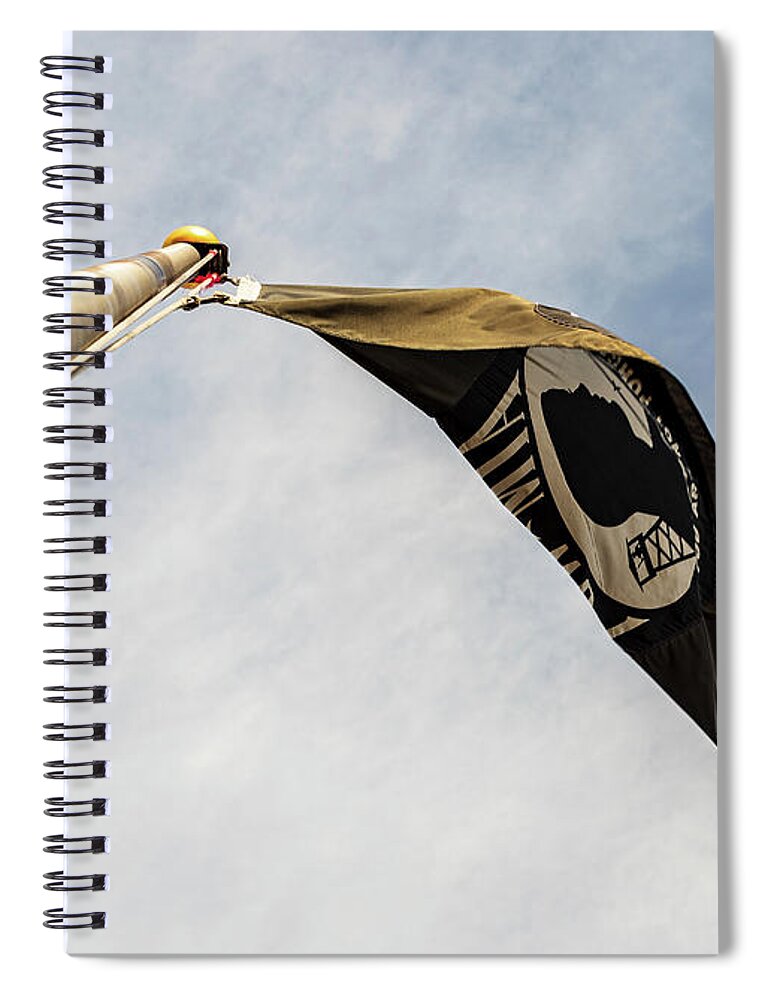 Flag Spiral Notebook featuring the photograph You Are Not Forgotten - POW MIA Flag 2 by Amelia Pearn