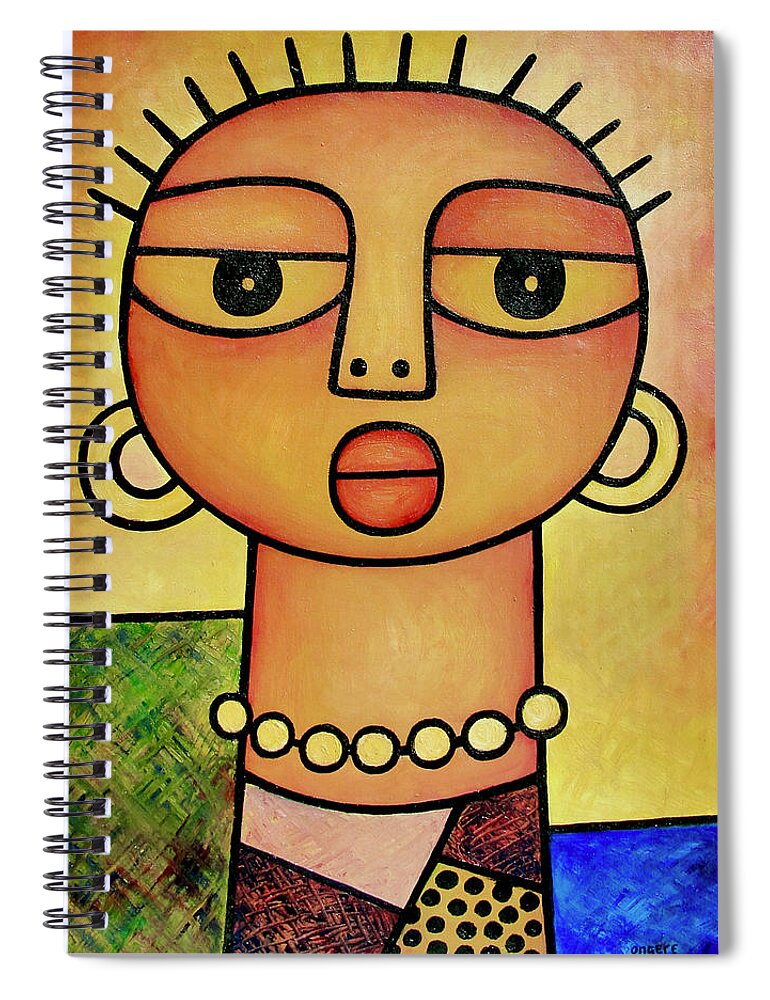 Africa Spiral Notebook featuring the painting Young Girl by Elisha Ongere