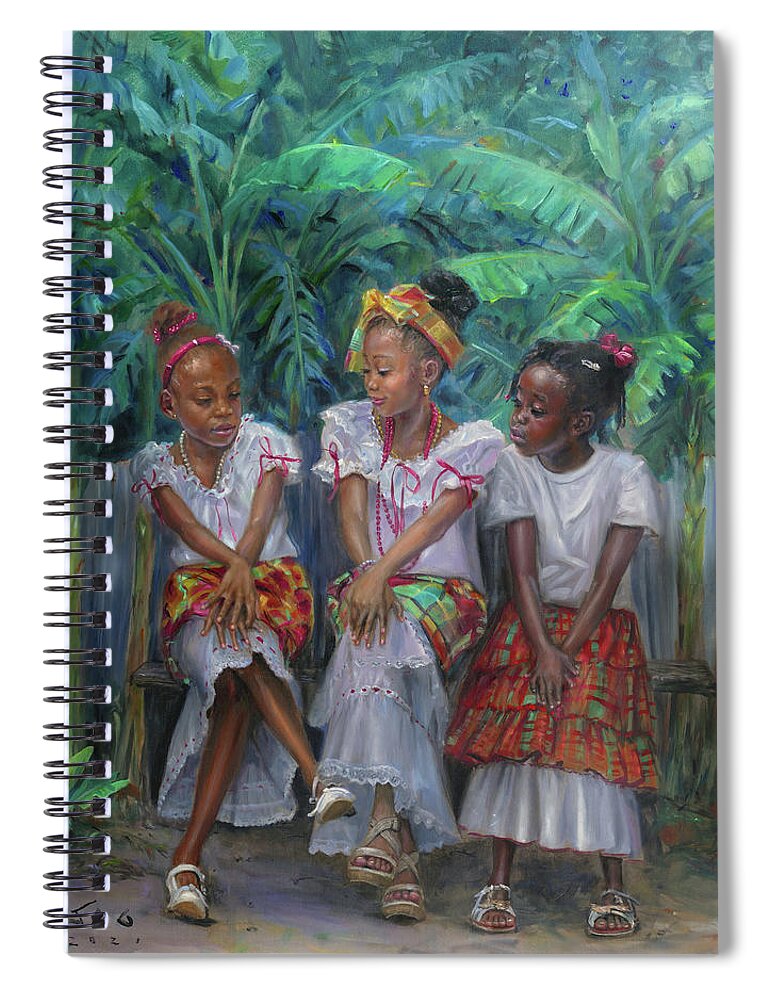 Children Spiral Notebook featuring the painting Young Ladies #2 by Jonathan Guy-Gladding JAG