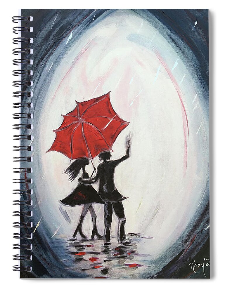 Walking Spiral Notebook featuring the painting Young Love Walking by Roxy Rich