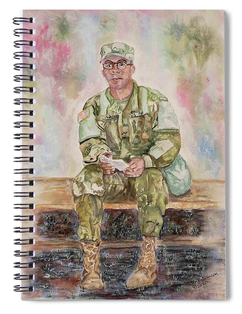 Soldier Spiral Notebook featuring the painting You've Got This by Barbara F Johnson