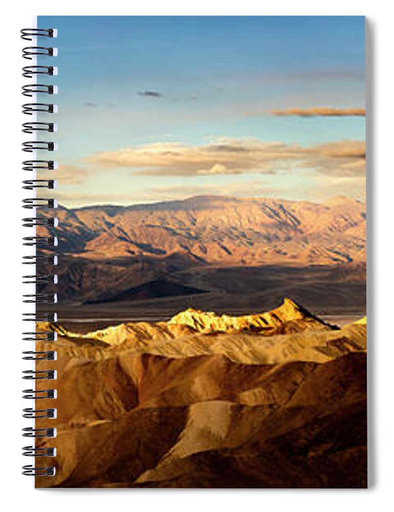 Hiking Spiral Notebook featuring the photograph Zabriskie Morning Panorama by Mike Lee