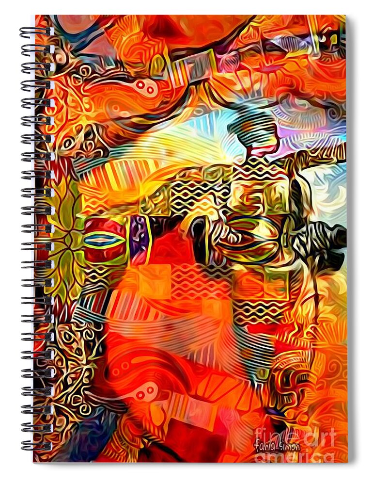  Spiral Notebook featuring the mixed media Zaria by Fania Simon