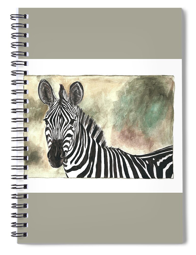 Zebra Spiral Notebook featuring the painting Zebra by Pamela Schwartz