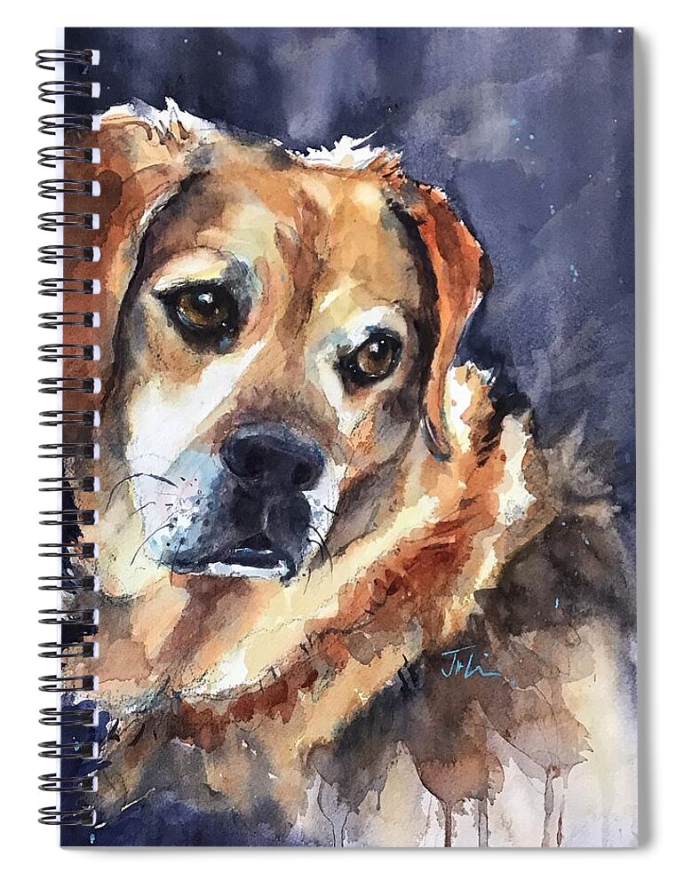 Dog Spiral Notebook featuring the painting Zeke by Judith Levins