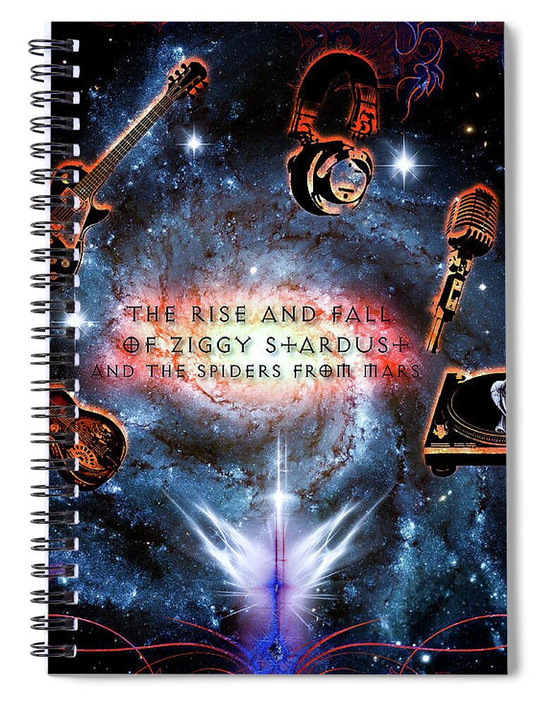Classic Rock Spiral Notebook featuring the digital art Ziggy Stardust by Michael Damiani