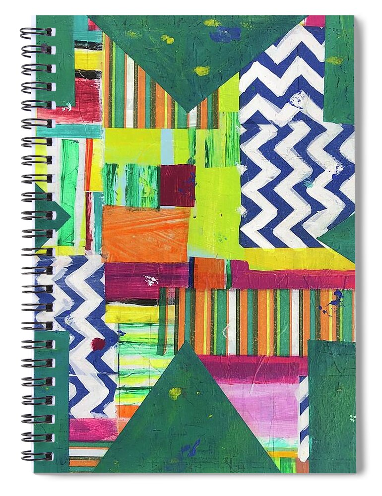 Star Spiral Notebook featuring the painting Zigzag Star by Cyndie Katz