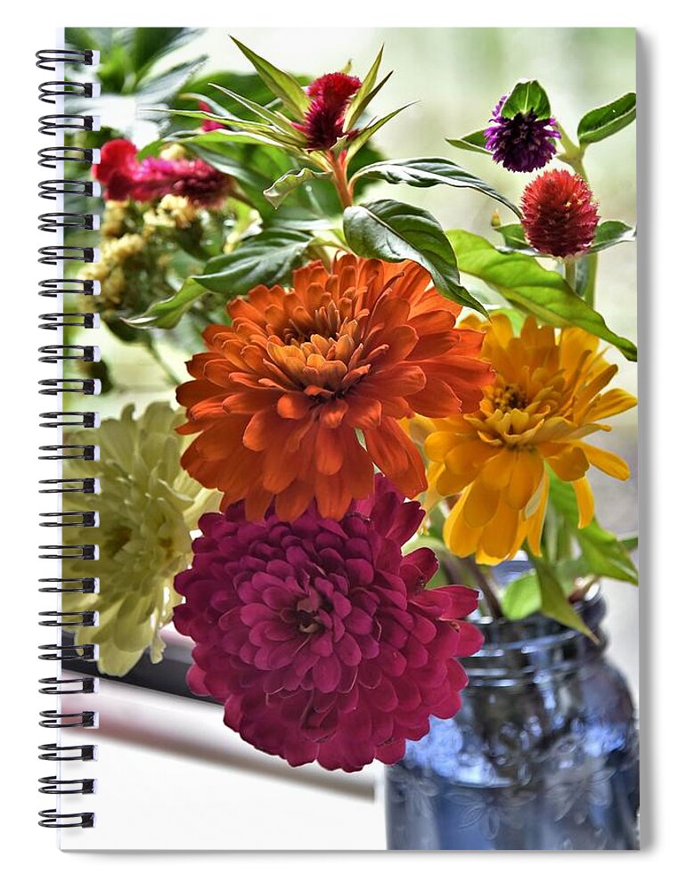 Flowers Spiral Notebook featuring the photograph Zinnia Bouquet by Kim Bemis