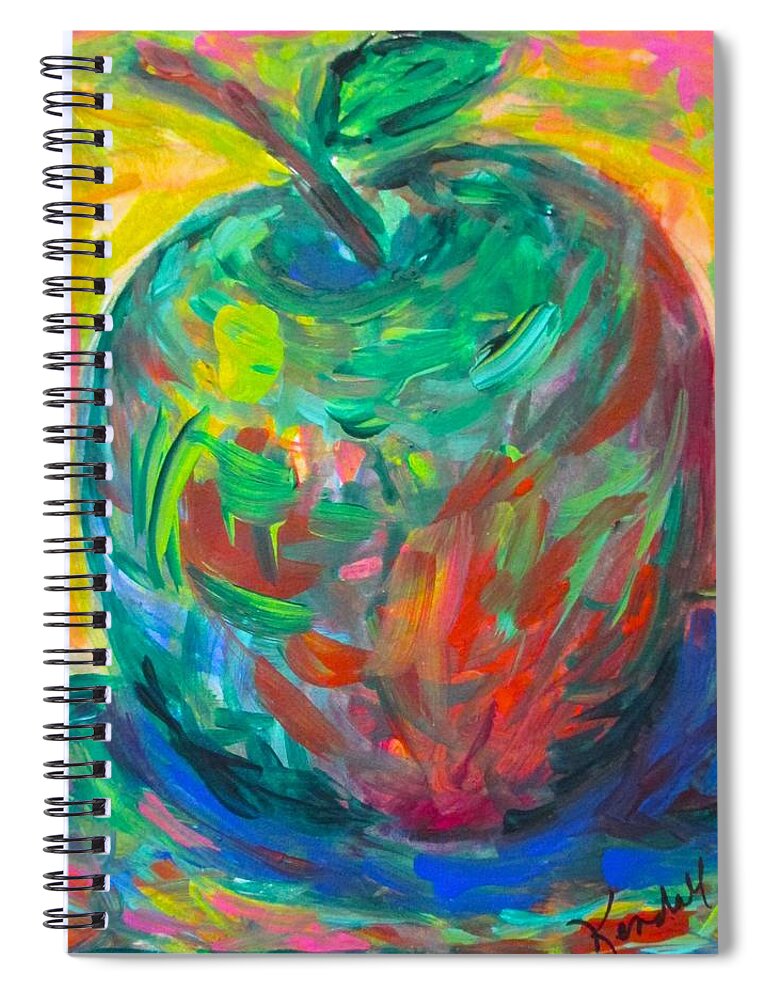 Apple. Apple Painting Spiral Notebook featuring the painting Zonky Apple by Kendall Kessler