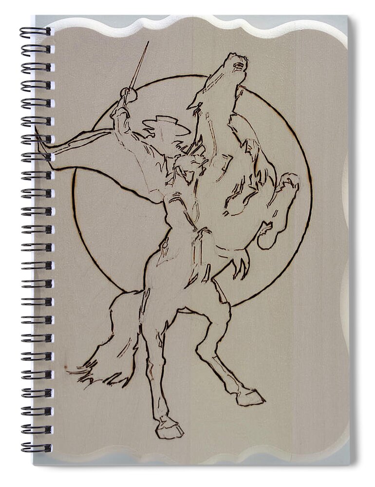 Pyrography Spiral Notebook featuring the pyrography Zorro by Sean Connolly