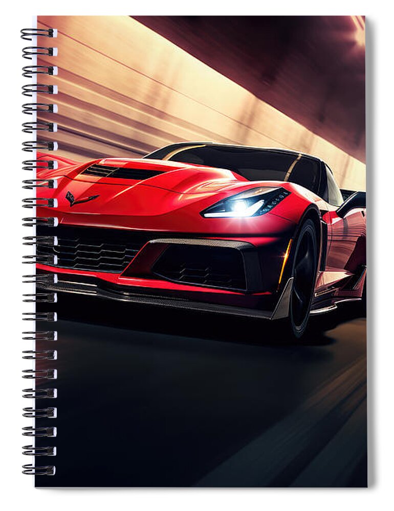 Zr1 Spiral Notebook featuring the painting ZR1 Dances with Light by Lourry Legarde