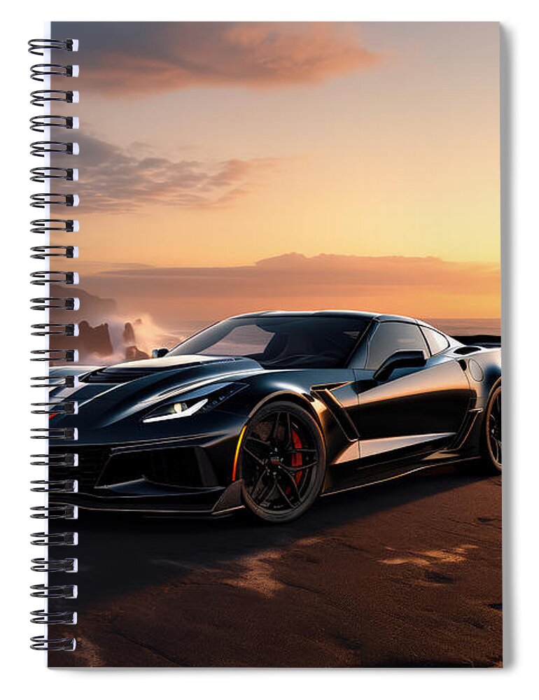 Zr1 Spiral Notebook featuring the painting ZR1's Power Against the Dying Light by Lourry Legarde