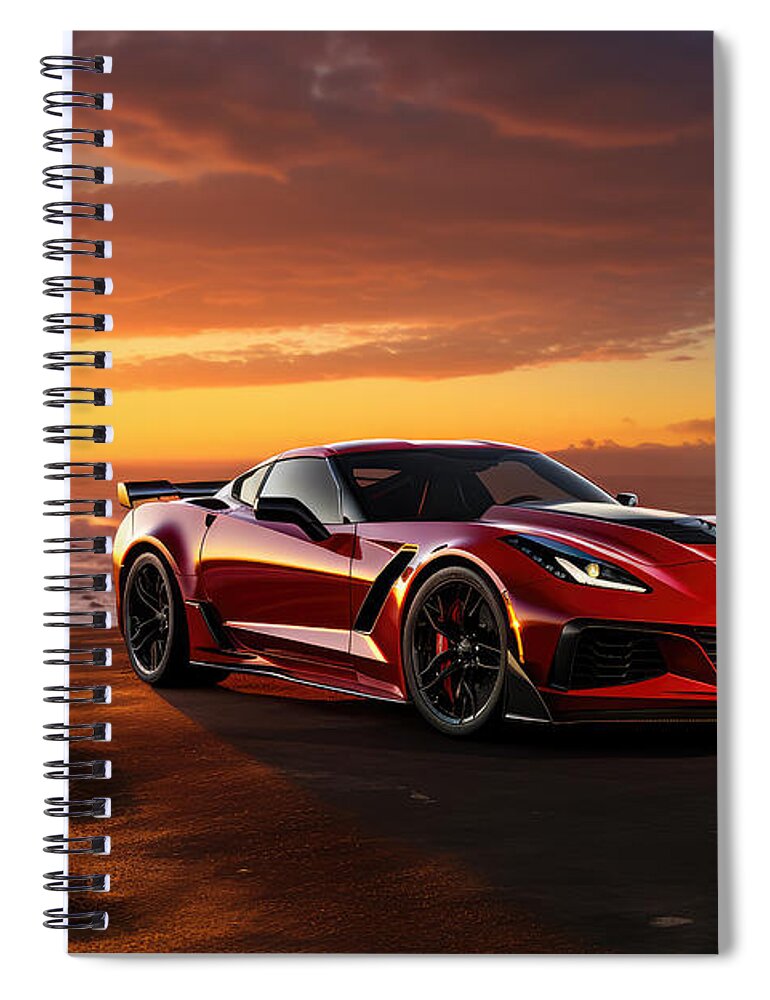 Zr1 Spiral Notebook featuring the painting ZR1's Song on the Cliffs by Lourry Legarde