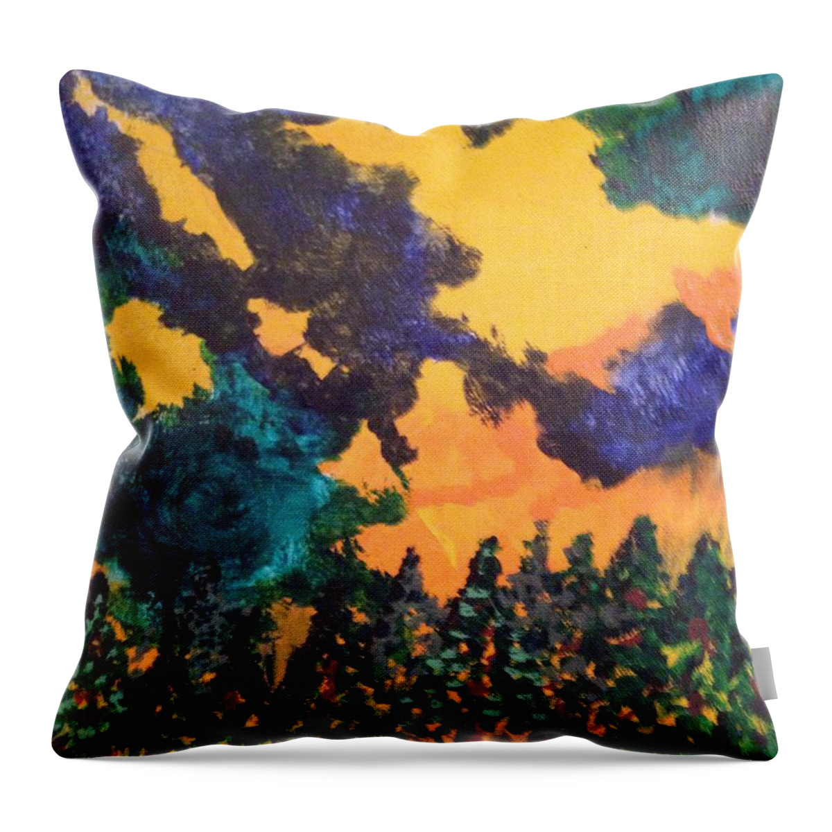 Forest Fire Throw Pillow featuring the painting A Hotshot Fire by Erika Jean Chamberlin