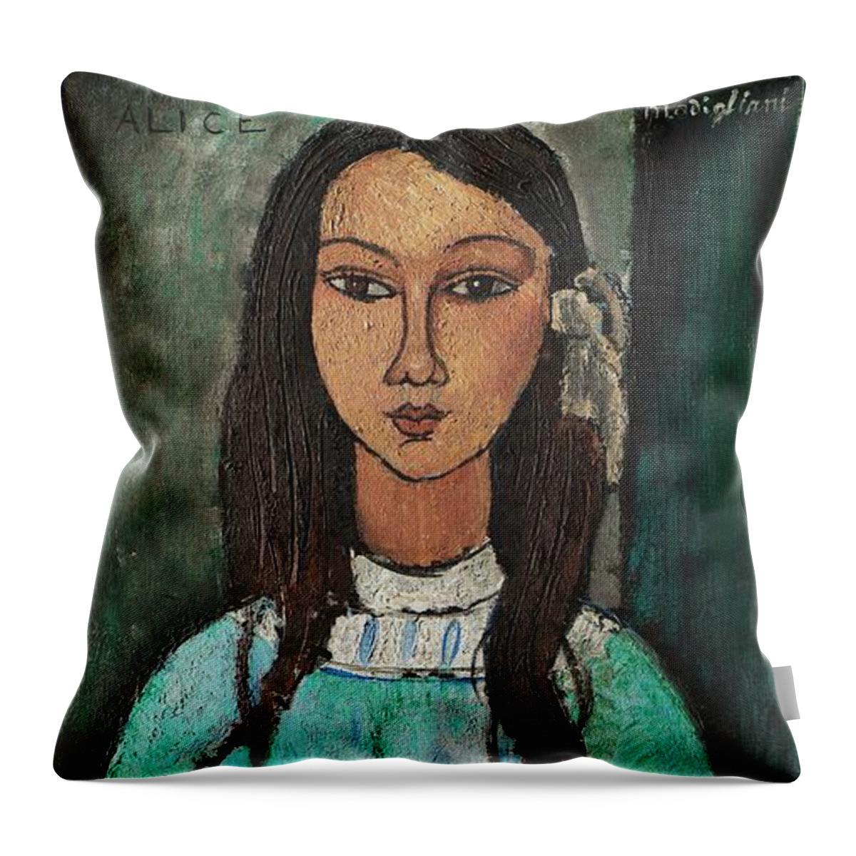 Amedeo Modigliani Throw Pillow featuring the painting Alice by Amedeo Modigliani