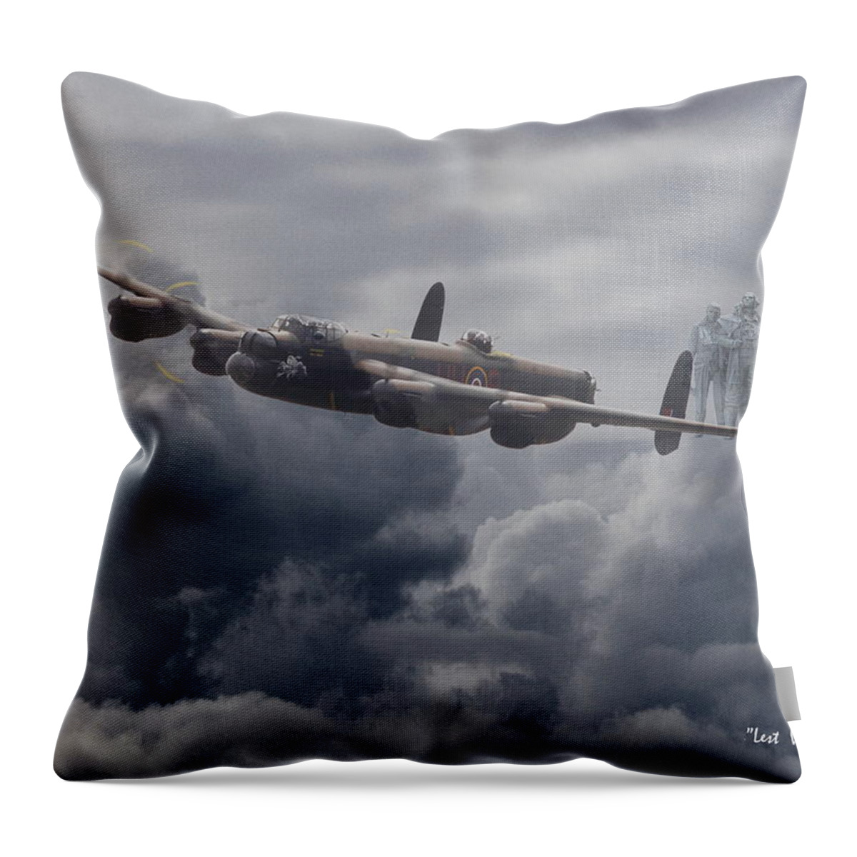 Aircraft Throw Pillow featuring the digital art  Avro Lancaster - Aircrew Remembrance by Pat Speirs