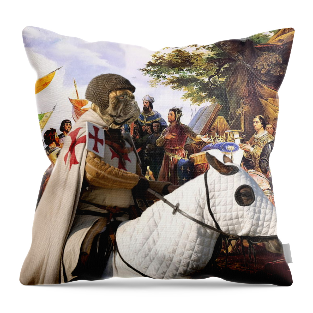 Bullmastiff Throw Pillow featuring the painting Bullmastiff Art Canvas Print - Gifts for king by Sandra Sij