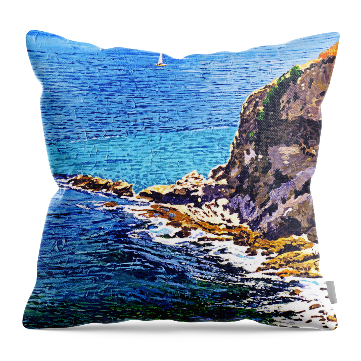 Seascape Throw Pillow featuring the painting California Coastline by David Lloyd Glover