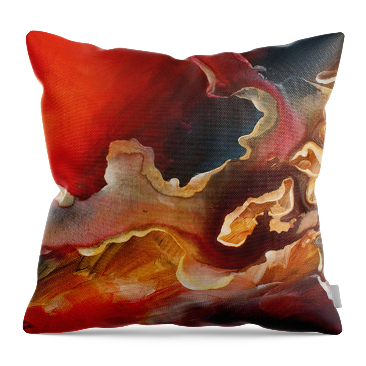 Abstract Throw Pillow featuring the painting ' Forge of Creation' by Michael Lang