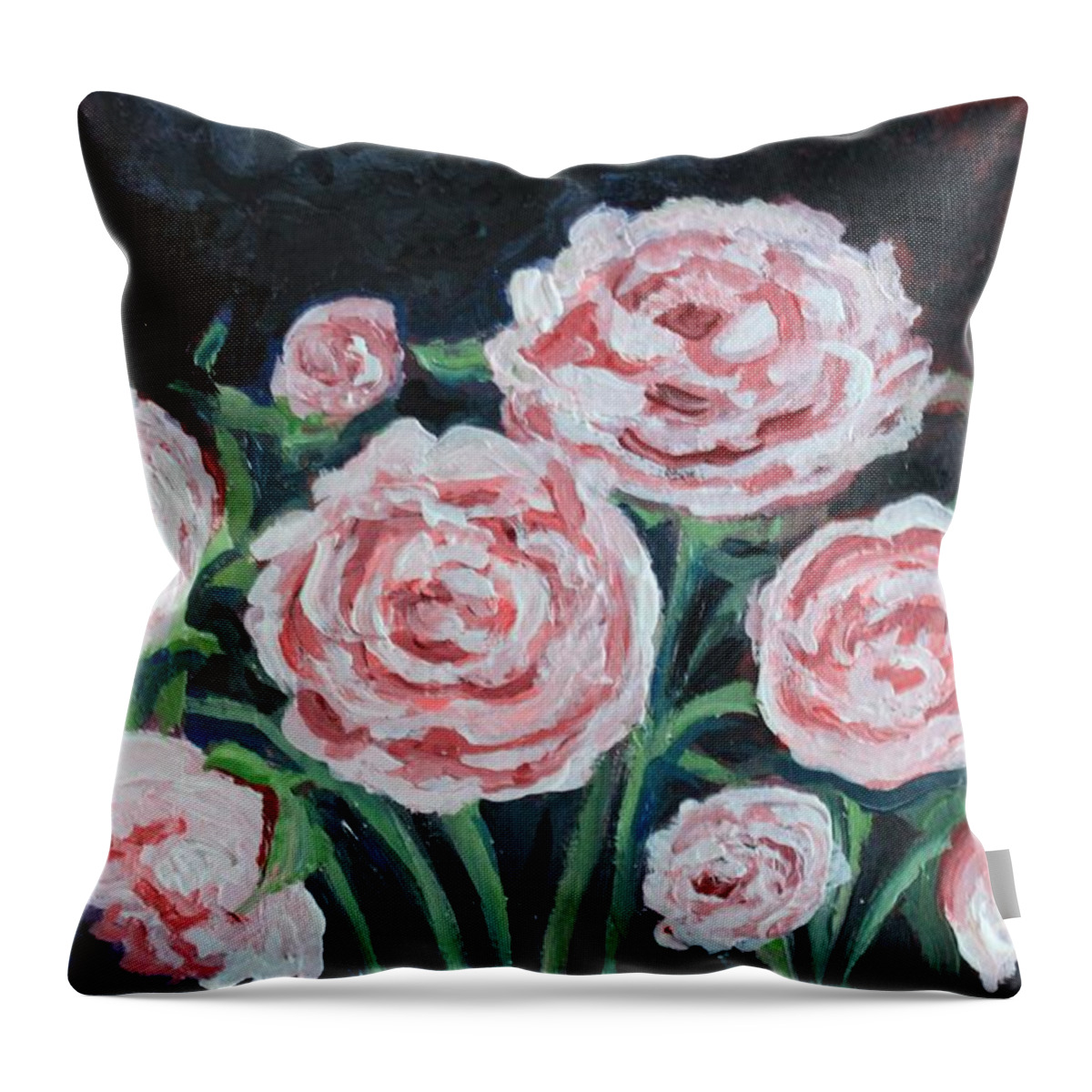 Peonies Throw Pillow featuring the painting Graceful Peonies by Elizabeth Robinette Tyndall