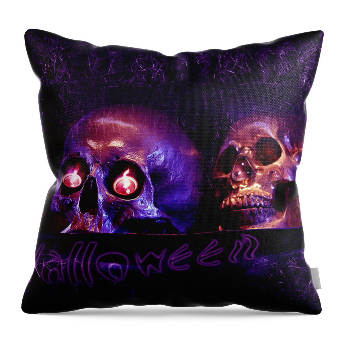 Night Of The Dead Throw Pillow featuring the digital art Halloween Party by Xueling Zou