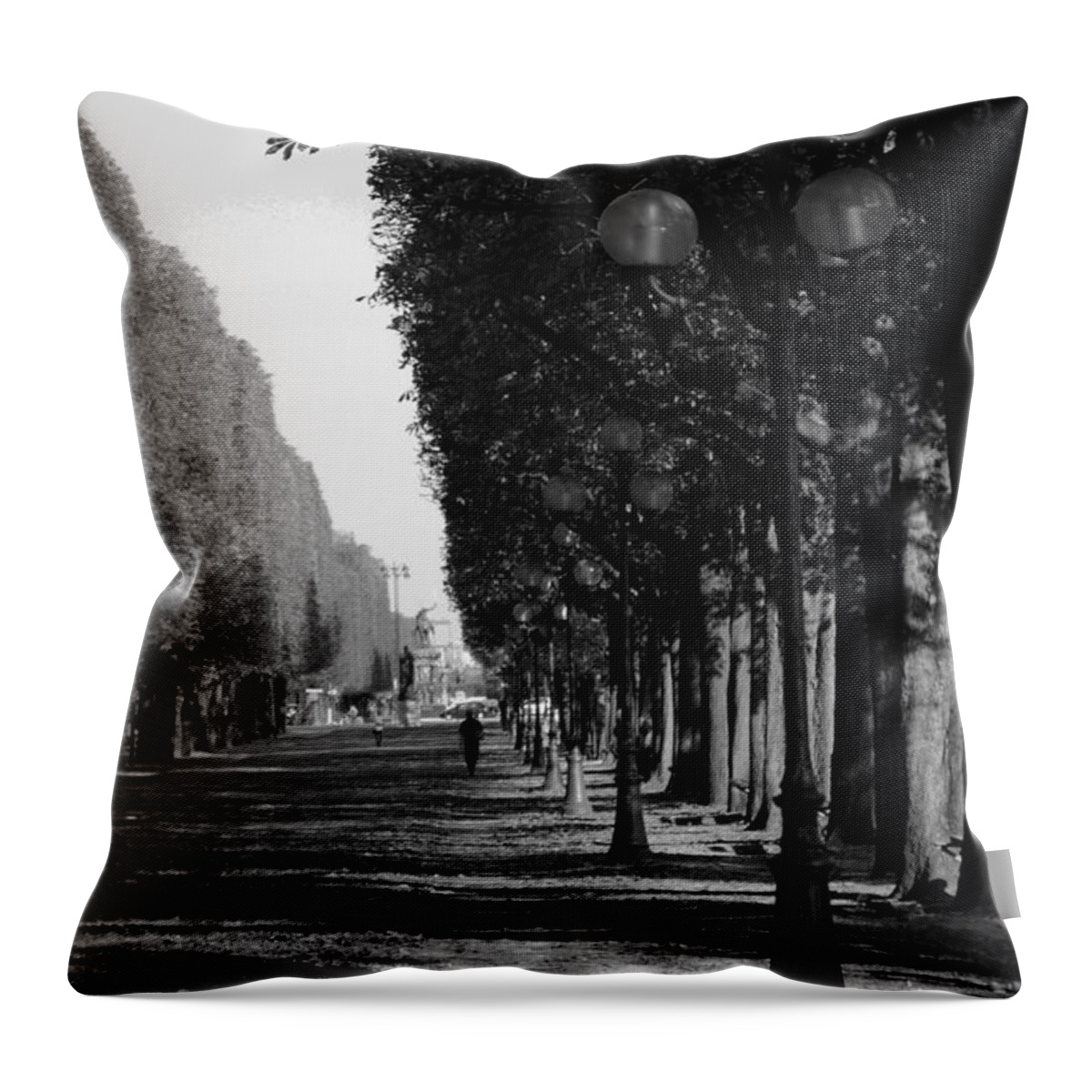 Paris Throw Pillow featuring the photograph Paris - Peaceful Afternoon BW by Jacqueline M Lewis