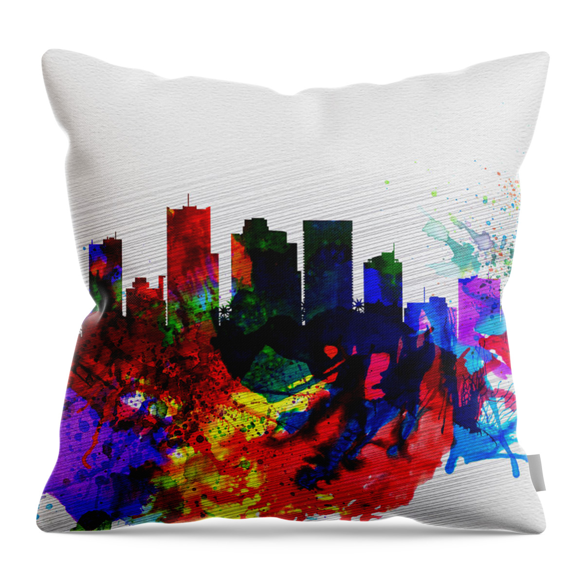 Phoenix Throw Pillow featuring the painting Phoenix Watercolor Skyline 2 by Naxart Studio