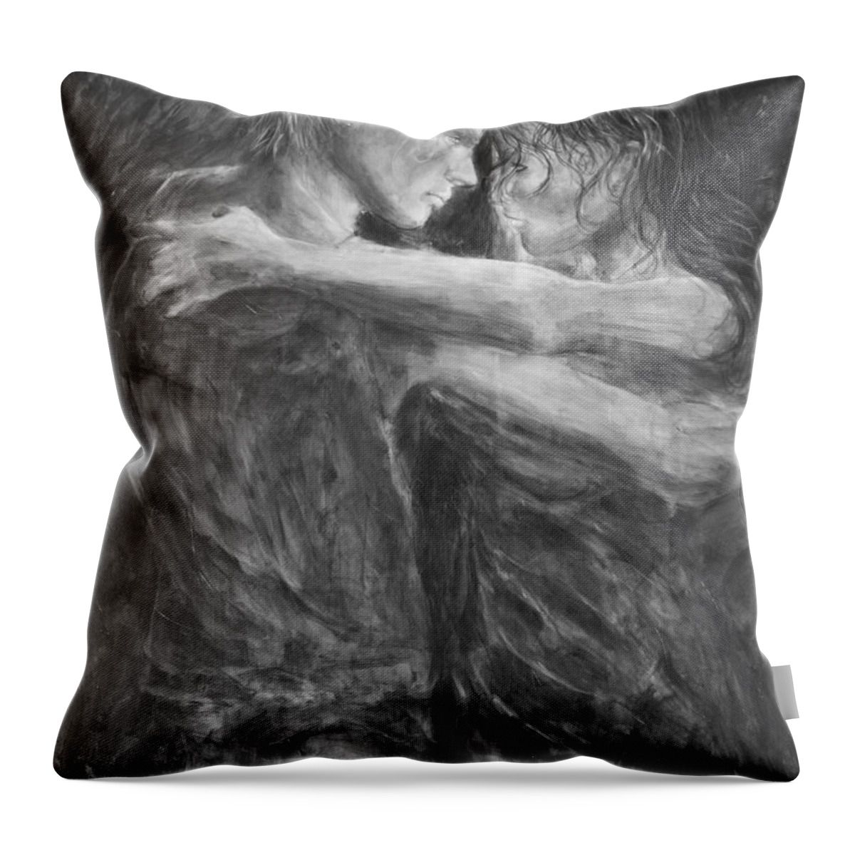  Shades Of Grey Throw Pillow featuring the painting Shades of Grey - Tango Dancers by Nik Helbig