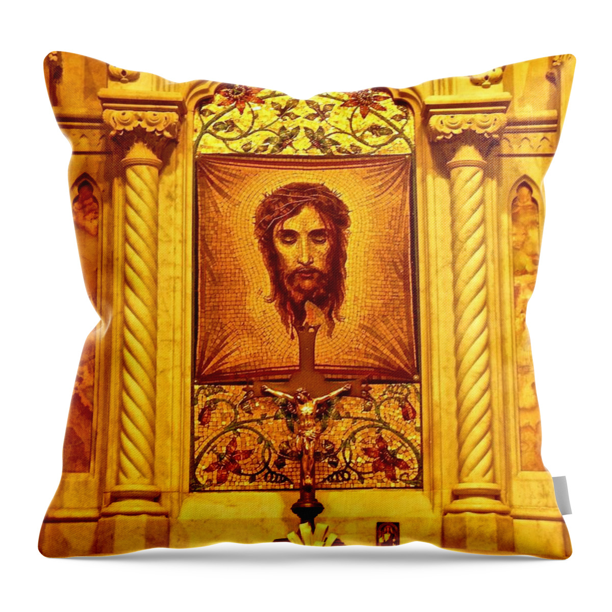 Mysterious Throw Pillow featuring the photograph St. Patrick NYC Altar by Joan Reese