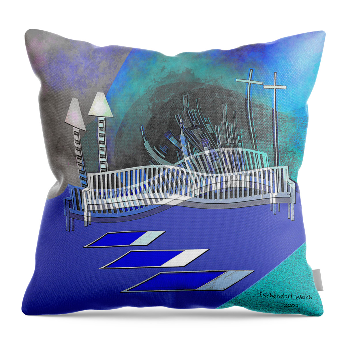 112 This Earthquake Feeling Throw Pillow featuring the painting 112 This Earthquake Feeling  #112 by Irmgard Schoendorf Welch
