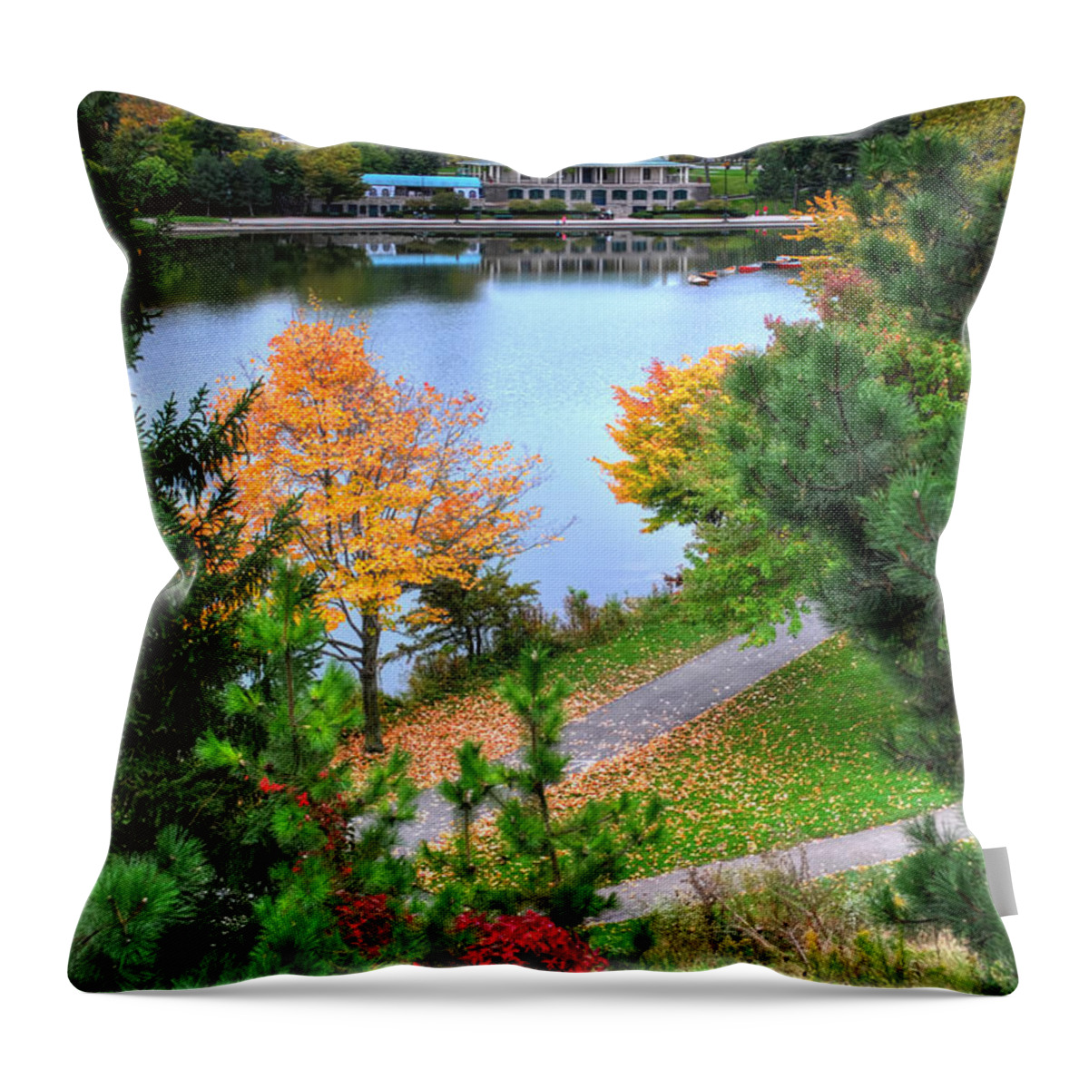 Autumn Throw Pillow featuring the photograph 007 Hoyt Lake Autumn 2013 by Michael Frank Jr