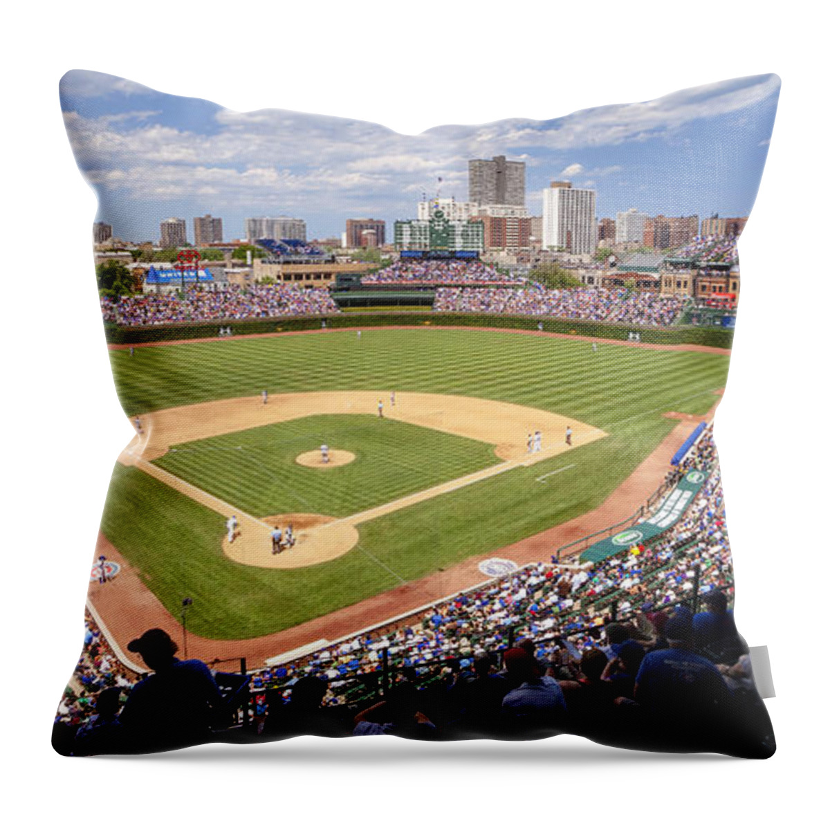 Chicago Throw Pillow featuring the photograph 0100 Wrigley Field - Chicago Illinois by Steve Sturgill