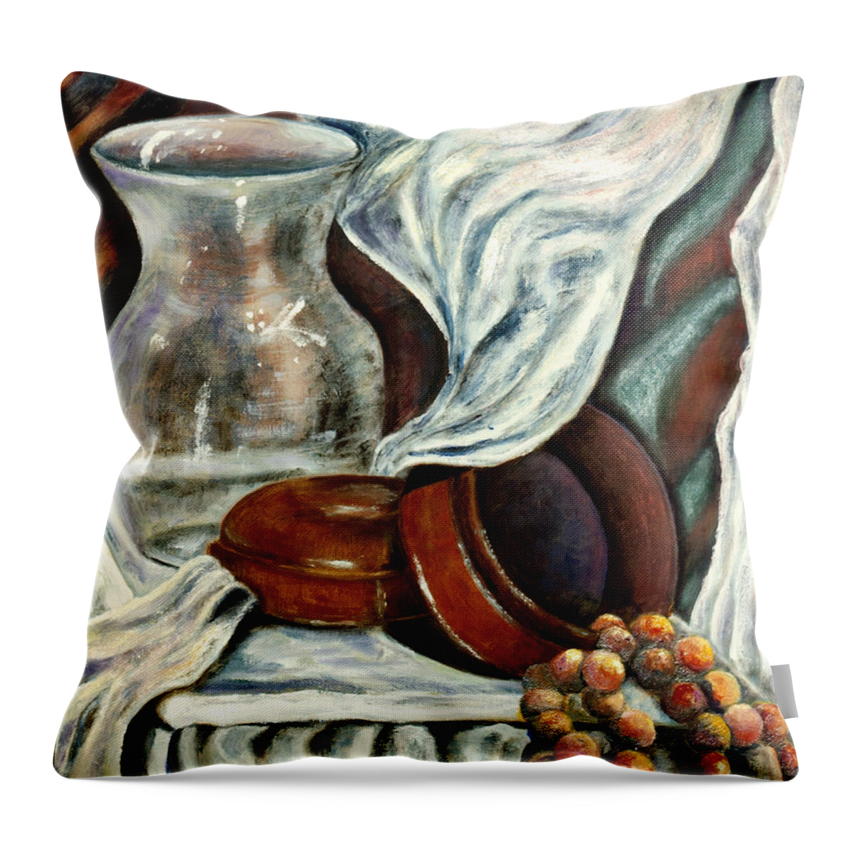 Cloth Throw Pillow featuring the painting 01298 Jewelry Box by AnneKarin Glass