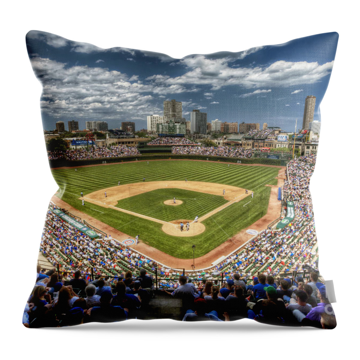 Wrigley Throw Pillow featuring the photograph 0234 Wrigley Field by Steve Sturgill