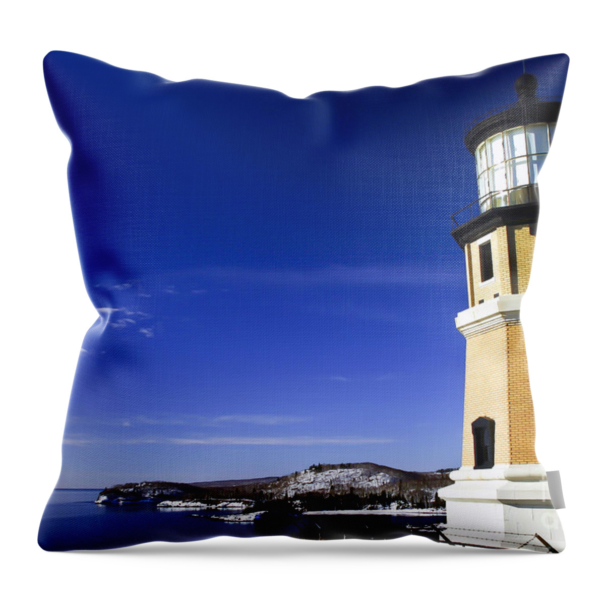Split Throw Pillow featuring the photograph 0471 Split Rock Lighthouse by Steve Sturgill