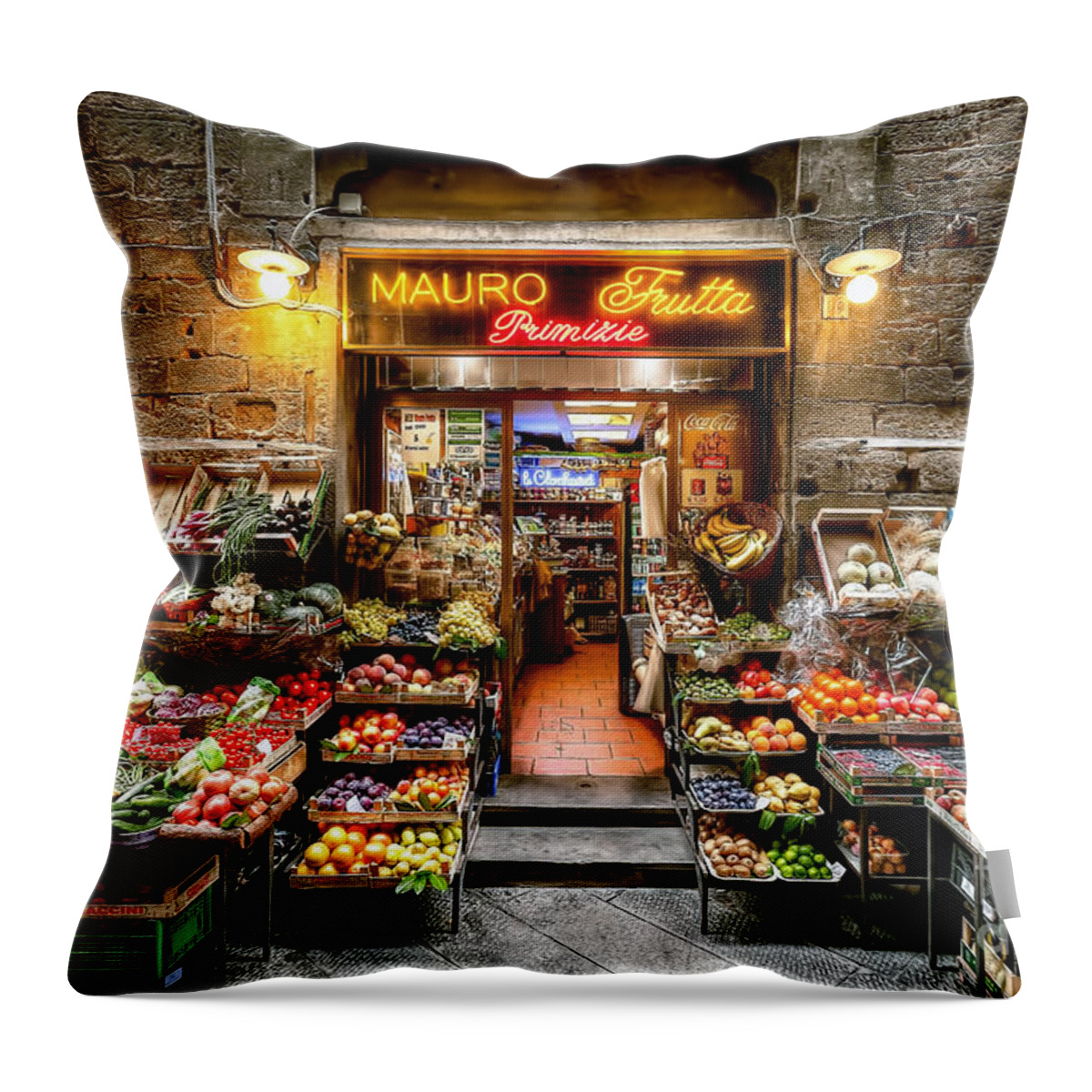 Florence Throw Pillow featuring the photograph 0765 Florence Fruit Market by Steve Sturgill