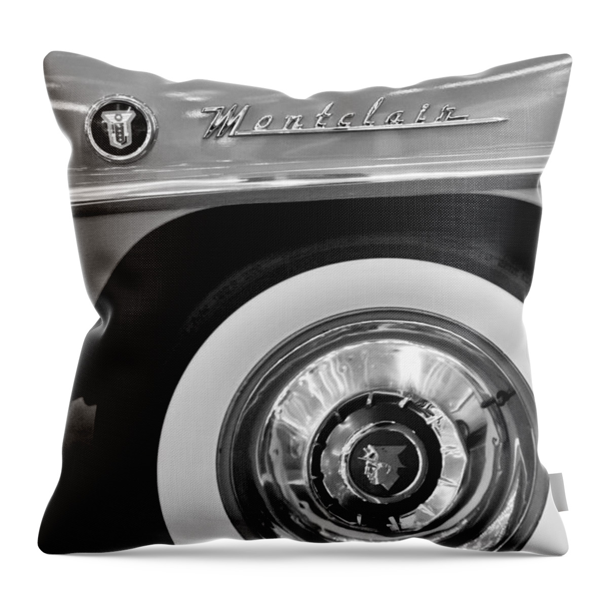 1951 Mercury Montclair Convertible Wheel Emblem Throw Pillow featuring the photograph 1951 Mercury Montclair Convertible Wheel Emblem by Jill Reger