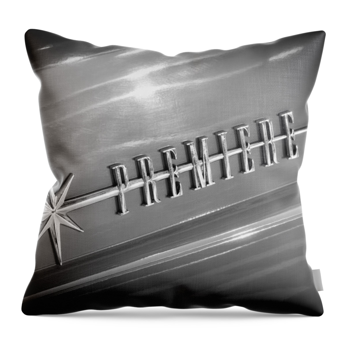 1956 Lincoln Premiere Emblem Throw Pillow featuring the photograph 1956 Lincoln Premiere Emblem by Jill Reger