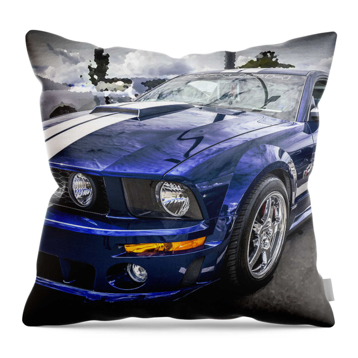 2008 Mustang Throw Pillow featuring the photograph 2008 Ford Shelby Mustang with the Roush Stage 2 Package by Rich Franco