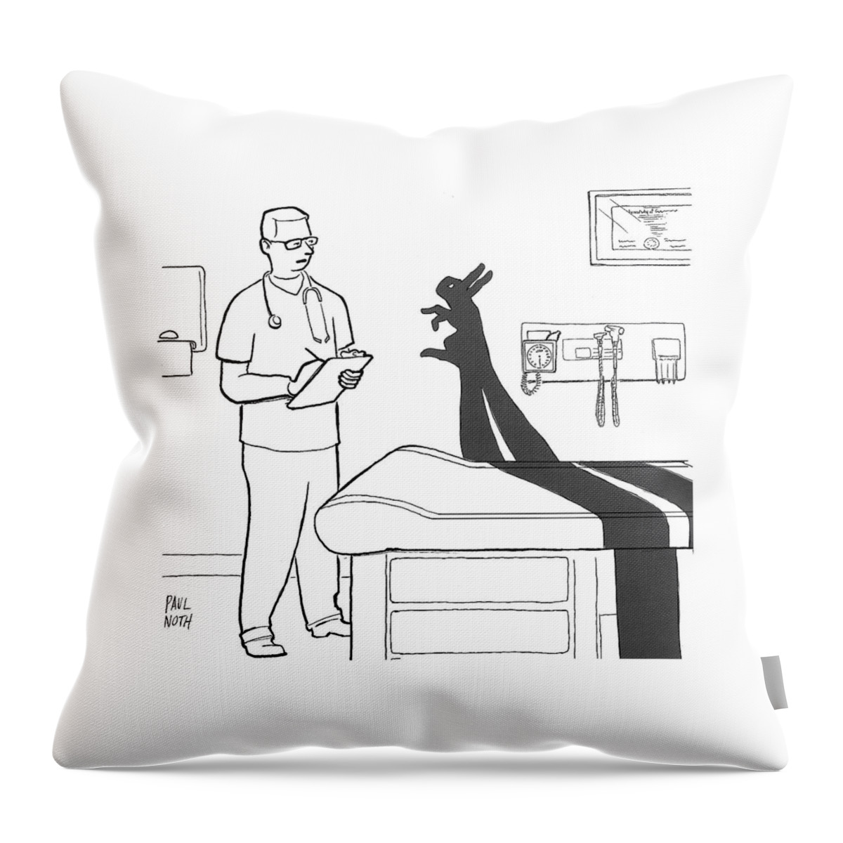 A Doctor Consults A Shadow Puppet Of A Rabbit #1 Throw Pillow