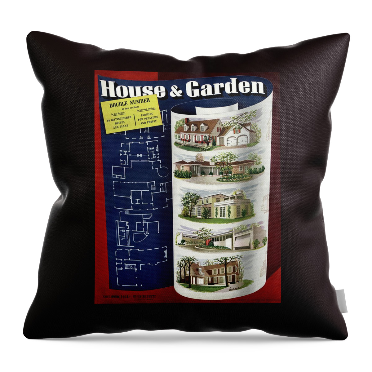 A House And Garden Cover Of Houses #1 Throw Pillow