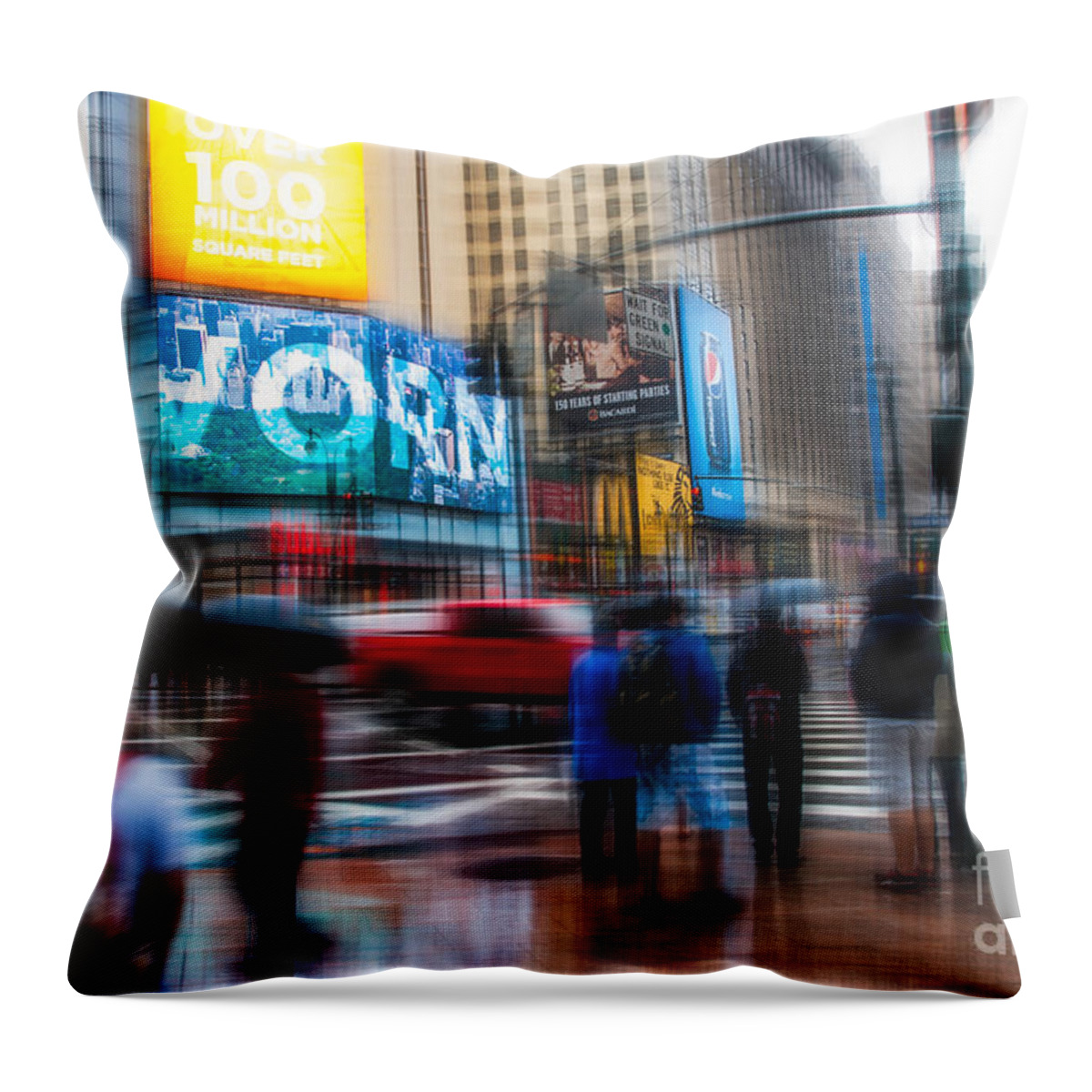 Nyc Throw Pillow featuring the photograph A Rainy Day In New York #1 by Hannes Cmarits